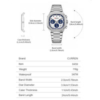 Curren Casual Versatile Men's Square Chronograph Watch (Dial 3.9cm) - CUR232