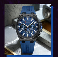 CURREN Luxury Man Wristwatch Chronograph Date Waterproof Rubber band Casual Quartz Men's Watches Sports Male Clock Reloj
