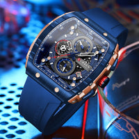 CURREN 8442 Unique Barrel Shaped Large Dial Men's Watch Casual Quartz Silicone Strap Automatic Date Chronograph Watches for Man