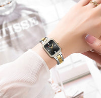 CURREN Luxurious Elegant Women's Watches Classic Rectangular Dial with Rhinestones Luminous Hands Waterproof