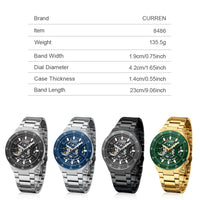 CURREN Skeleton Hollow Dial Automatic Mechanical Watch for Men 42mm Stainless Steel Band Business Sport Wristwatch with Luminous