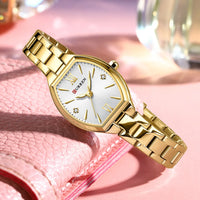 CURREN Fashionable Barrel-Shaped Simple Elegant Quartz Watch Women's Elastic Band Retro Women's Watch