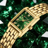 CURREN Luxury Ladies Fashion Quartz Watch Simple Scale Square Quality Women Watches Business Stainless Steel Folding Clock