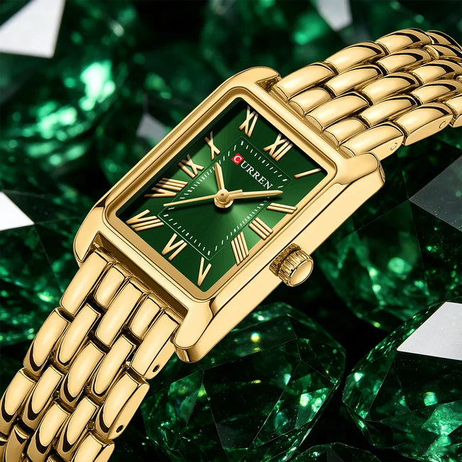 CURREN Luxury Ladies Fashion Quartz Watch Simple Scale Square Quality Women Watches Business Stainless Steel Folding Clock
