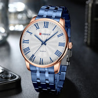 Curren 8422 Men's Minimalist Roman Numeral Quartz Watch, Water-resistant Round Business Wristwatch