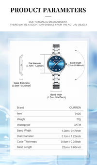 CURREN Luxury Top Brand Women's Watches Elegant Fashion Gold Watch for Women Original Simple Quartz Waterproof Wristwatch Ladies