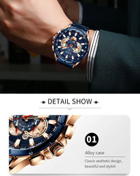 CURREN 8363 Casual Sport Chronograph Men's Watches Stainless Steel Band Wristwatch Big Dial Quartz Clock with Luminous Pointers