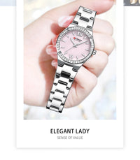 CURREN Women's Quartz Watch - Elegant Slim Stanless Steel Wristwatch Waterproof Luminous Hands Watch for Ladies