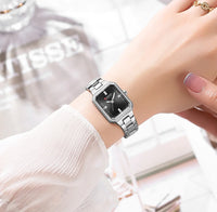 CURREN Luxurious Elegant Women's Watches Classic Rectangular Dial with Rhinestones Luminous Hands Waterproof
