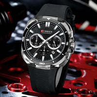 CURREN Men's Watch New Luxury Quartz Clock Original Silicone Sports Multi Functional Waterproof Luminous Date Timer Wrist Watch
