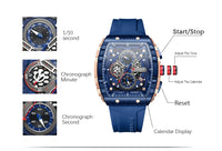 CURREN 8442 Unique Barrel Shaped Large Dial Men's Watch Casual Quartz Silicone Strap Automatic Date Chronograph Watches for Man