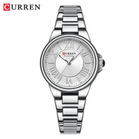 CURREN 9091 Luxury Original Woman Round Watch Stainless Steel 3ATM Waterproof Elegant Ladies Wristwatch Quartz Watch for Women