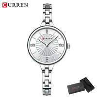 Ladies small dial chain watch waterproof round simple for women Simple Romantic Rhinestone Dial with Stainless Steel Bracelet