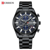 CURREN Men's Multifunctional Watch with Chronograph Date Stopwatch Waterproof Watches Stainless Steel Quartz Movement Clock