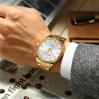 CURREN 8425 Neutral Round Baton-marked Stainless Steel Watch, Water-resistant Business Men's Wristwatch