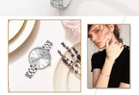 CURREN 9017 Roman Numeral Quartz Watch for Ladies, Waterproof Minimalist Casual Wristwatch with Stainless Steel Strap