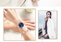 CURREN 9017 Roman Numeral Quartz Watch for Ladies, Waterproof Minimalist Casual Wristwatch with Stainless Steel Strap