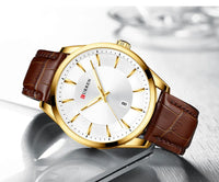 CURREN 8365 Men's Minimalist Calendar Water-Resistant Quartz Watch, Business Style with Leather Strap