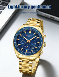 CURREN High Quality Men's Luxury  Fashion Quartz Watch Men Round Business Student Sport Waterproof Glow Clock