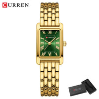 CURREN Luxury Ladies Fashion Quartz Watch Simple Scale Square Quality Women Watches Business Stainless Steel Folding Clock