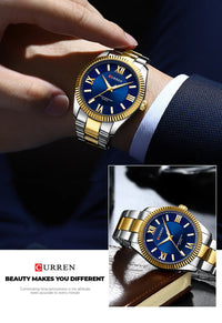 CURREN 8453 Men's Quartz Watches Fashion Elegant Simple White Clock Stainless Steel Strap Wristwatch for Male Gift