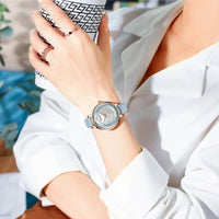 CURREN 9080 Small Dial Quartz Watch for Ladies, Waterproof Ultra-thin Shell Dial Leather Strap Wristwatch