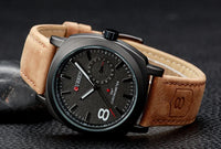 CURREN 8139 Men's Water-resistant Men's Quartz Watch Neutral-style Watch with Small Dial, Matte Genuine Leather Strap