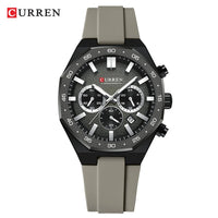 CURREN 8489 New Mens Watches Waterproof Sports Watch Silicone Strap Chronograph Quartz Wristwatch Relogios Masculino+BOX