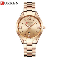 CURREN 9007 Fashion Women Quartz Watch Waterproof Minimalist Calendar Wristwatch with Roman Numerals
