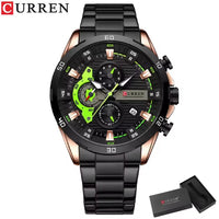 CURREN 8402 Business Men's Quartz Watch, Six-hand Steel-strap Wristwatch with Motorcycle-style Dial