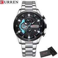 CURREN 8402 Business Men's Quartz Watch, Six-hand Steel-strap Wristwatch with Motorcycle-style Dial