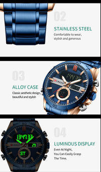 CURREN Sport Men Watch Top Brand Luxury Military Business Male Clock Gold Stainless Steel Quartz Digital Man Wristwatch 8384