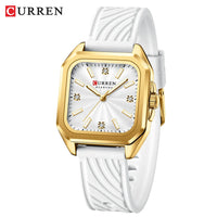 CURREN 9113 Women's square small dial watch waterproof quartz watch silicone watch strap fashionable and simple wristwatch