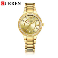 CURREN New Fashion Women Watch Top Brand Luxury Ladies Girl Wristwatch Gold Stainless Steel Bracelet Classic Female Clock 9004