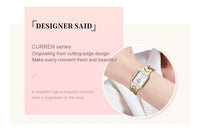 CUREEN New Luxury Lady's Watches Elegant Waterproof Quartz Watch Rectangular Dial Female Clock Gold