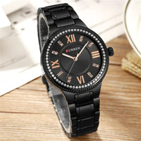 CURREN Fashion Women Watch Top Brand Luxury Ladies Girl Wristwatch Black Stainless Steel Bracelet Classic Female Clock Gift 9004