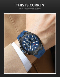 CURREN Luxury Man Wristwatch Chronograph Date Waterproof Rubber band Casual Quartz Men's Watches Sports Male Clock Reloj