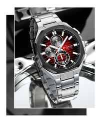 CURREN Luxury Business Wristwatch Stainless Steel Quartz Sport Chronograph Clock Fashion Male Watch Ideal Present for Daily