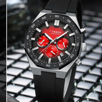 CURREN 8489 New Mens Watches Waterproof Sports Watch Silicone Strap Chronograph Quartz Wristwatch Relogios Masculino+BOX