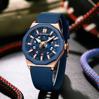 CURREN 8437 Unisex Minimalist Quartz Watch Polygonal Skeleton Sports Waterproof Silicone-Strap Wristwatch