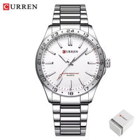 CURREN 8452 Men Quartz Watch Simple Fashion Leisure Business Clock Black Silvery Stainless Steel Strap Wristwatch for Male
