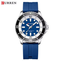 CURREN 8448 Men's Fashion Quartz Watch Outdoor Large Dial Luminous Waterproof Silicone Strap Sport Wristwatch Reloj Hombre