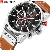 CURREN 8291 Mens Quartz Chronograph Watch Casual Leather Military Sport Fashion Gentleman Wristwatch