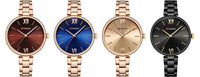 CURREN 9017 Roman Numeral Quartz Watch for Ladies, Waterproof Minimalist Casual Wristwatch with Stainless Steel Strap