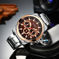 CURREN 8361 Classic Business & Fashion Six-Hand Men's Quartz Watch, Water-Resistant Stainless Steel Strap with Calendar