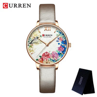 CURREN Women Watch Top Brand Luxury Gold Female Waterproof Clock Mesh Stainless Steel Bracelet Flower Ladies Wristwatch 9059