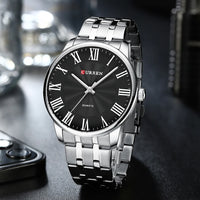 Curren 8422 Men's Minimalist Roman Numeral Quartz Watch, Water-resistant Round Business Wristwatch