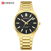 CURREN Men’s Business Watch Textured Black Dial Quartz  Wristwatch Stainless Steel Luminous Male Dress Watch Relogio Masculino