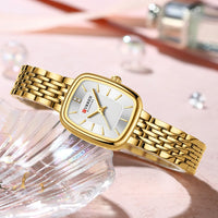 CURREN Brand Rectangle Ultrathin Nordic Bauhaus Simple Design Japan Quartz Lady Fashion Stainless Steel  Watches for Women