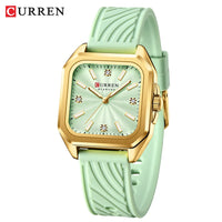 CURREN 9113 Women's square small dial watch waterproof quartz watch silicone watch strap fashionable and simple wristwatch